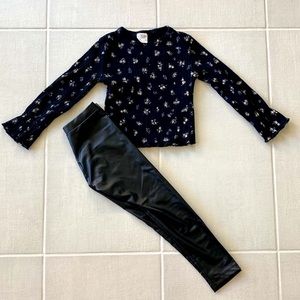 Zara kids girl faux leather legging and crop top size 6
